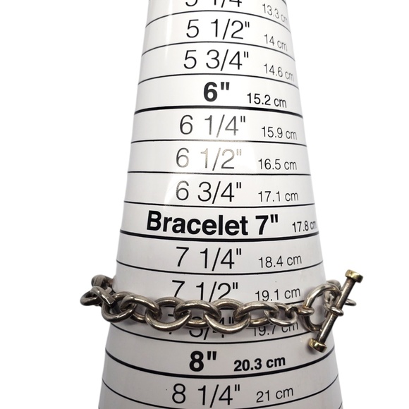 Sadye L Vassil Sterling & 14K Gold Plated Blue Topaz Charm Bracelet #20745 - Picture 10 of 10